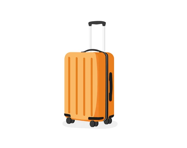 Yellow Big Suitcase Travel Concept Flat Vector Icon White Background — Stock Vector