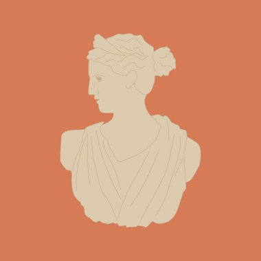 Antik Yunan tanrıçasının vektör heykeli. Versay 'lı Diana mı yoksa Artemis' in klasik mitolojik heykeli mi? Poster, kıyafet, logo, davetiye tasarımı için vektör sanatı.
