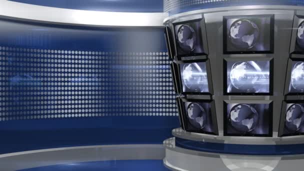 Blauwe virtuele nieuws studio — Stockvideo