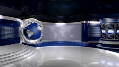 Mavi sanal haber stüdyosu ile dünya animasyon