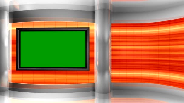 Loop de fundo do estúdio virtual com monitor de parede — Vídeo de Stock