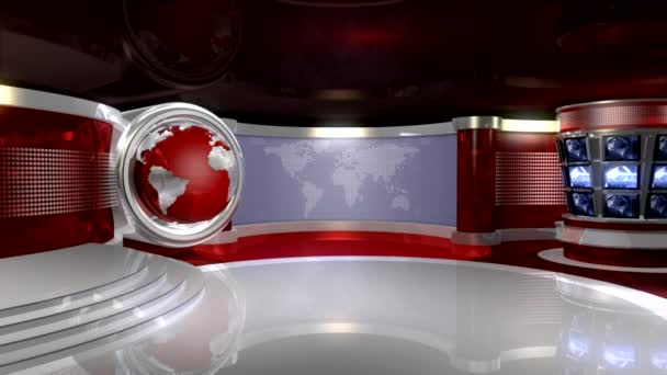 Virtual news studio with globe