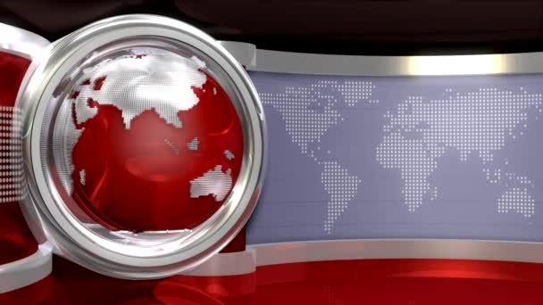 Virtual news studio with globe — Stock Video