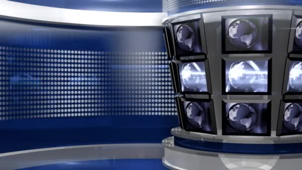 Blauwe virtuele nieuws studio — Stockvideo