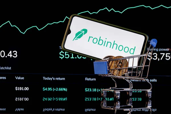 Kazan Rusland Okt 2021 Robinhood Markets Een Amerikaans Makelaar Dealer — Stockfoto