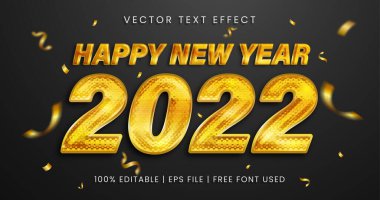 Mutlu yıllar 2022 Düzenlenebilir Metin Efekti