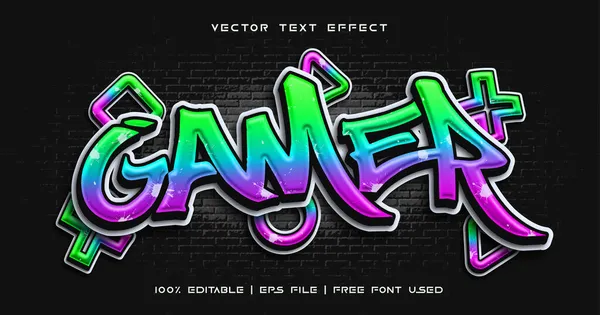 Gamer Tekst Graffiti Bewerkbare Tekst Effect Stijl — Stockvector