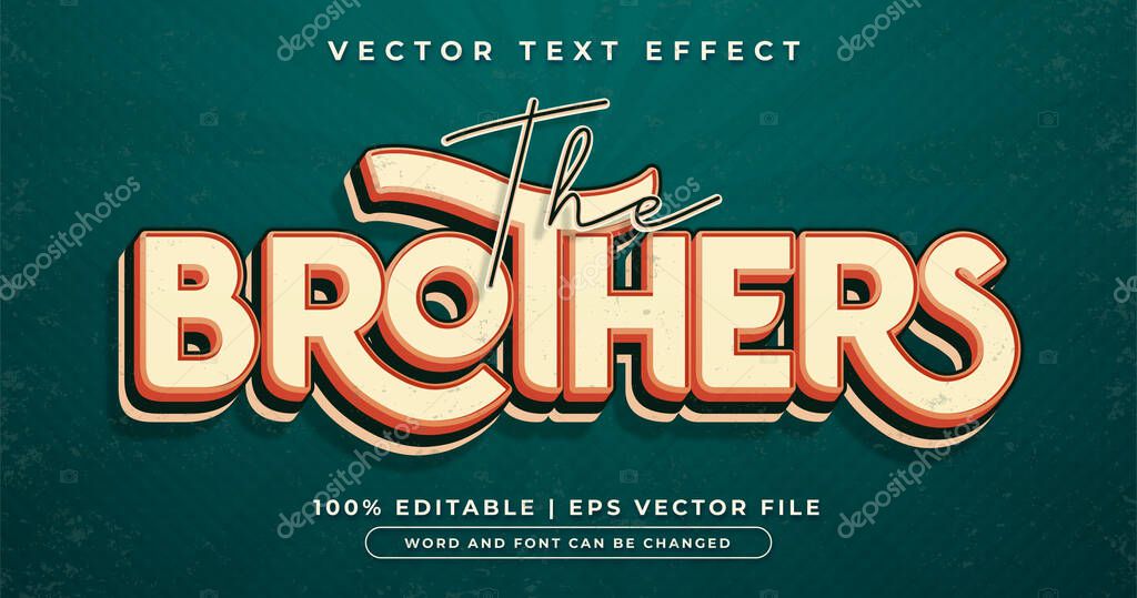 The brother's text, vintage retro editable text effect style