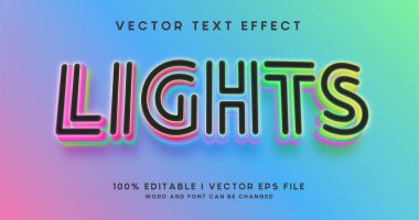 Işıklar düzenlenebilir metin efekti biçimi şablonu
