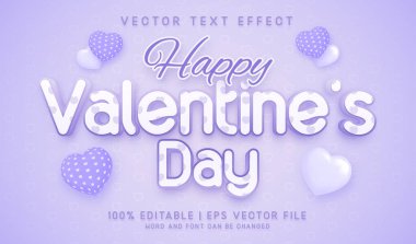 Sevgililer Günü mor stil düzenlenebilir metin efekti
