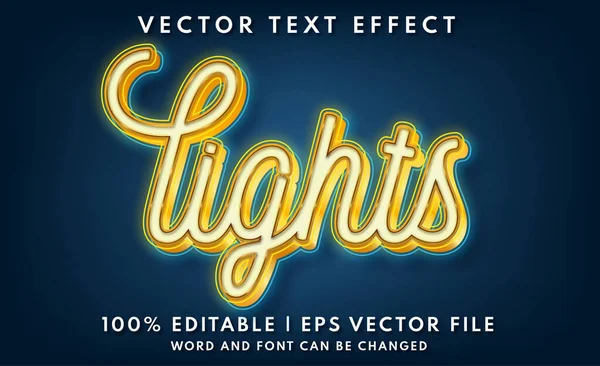 Lights Neon Stil Editierbare Texteffekt Vorlage — Stockvektor