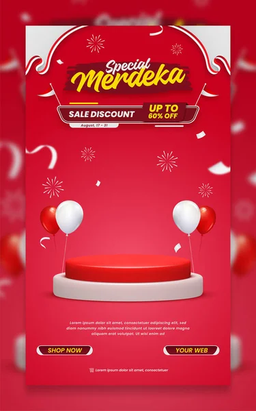 Indonesia Independence Day Sale Promo Poster Stories Template — Archivo Imágenes Vectoriales