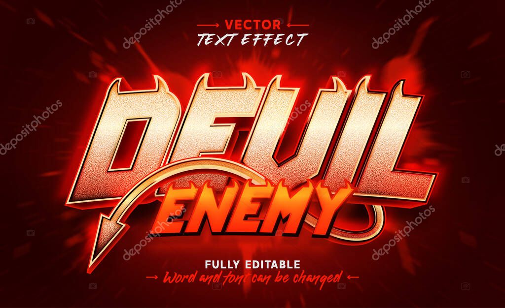 Red devil game title style editable text effect template