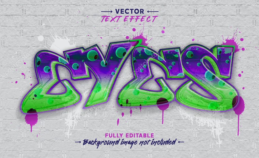 Eyes text graffiti transparent style editable text effect template