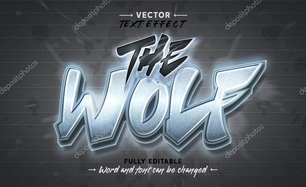 The wolf text chunky graffiti style editable text effect