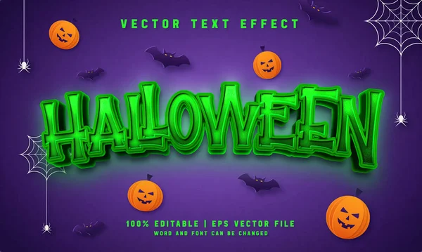 Halloween Green Style Text Effect Template — Vetor de Stock