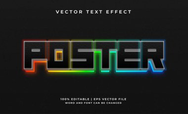 Poster neon ışıldayan metin efekti şablonu