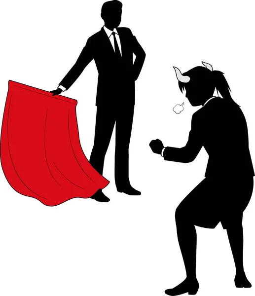 Silhouette Illustrations Male Female Businessmen Conflict — 스톡 벡터