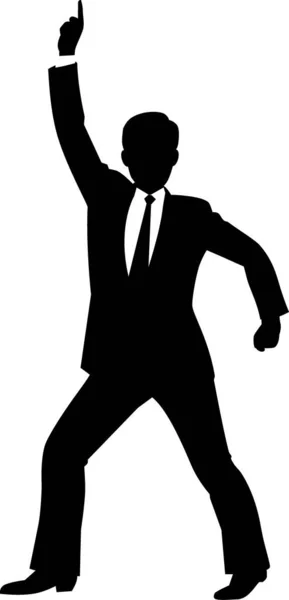 Σκιαγραφία Ενός Άνδρα Επιχειρηματία Που Χορεύει Ντίσκο — Διανυσματικό Αρχείο