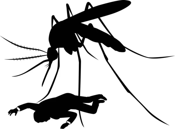 Silhouette Illustration Person Attacked Mosquitoes — Archivo Imágenes Vectoriales