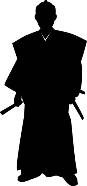 Silhouette Illustration Samurai Full Dress — Stockový vektor