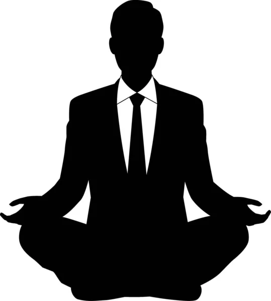 Silhouette Illustration Male Businessman Meditating — ストックベクタ