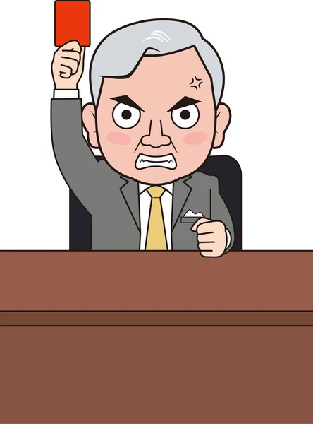 Illustration Male President Presenting Red Card — 스톡 벡터