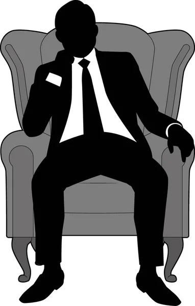 Illustration Bossy Male Businessman Sitting Sofa — Vettoriale Stock