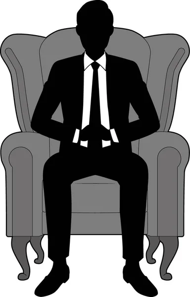 Illustration Jeune Homme Affaires Assis Sur Canapé — Image vectorielle