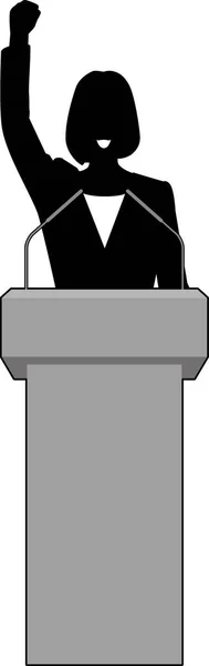 Silhouette Illustration Woman Giving Speech Podium — Vettoriale Stock