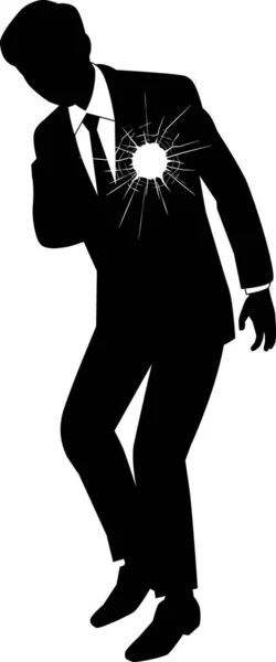 Illustrazione Della Silhouette Uomo Affari Maschio Colpito Attraverso Petto — Vettoriale Stock