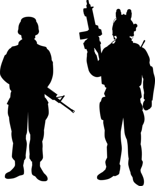 Silhouette Illustration Modern Soldier — Stock vektor