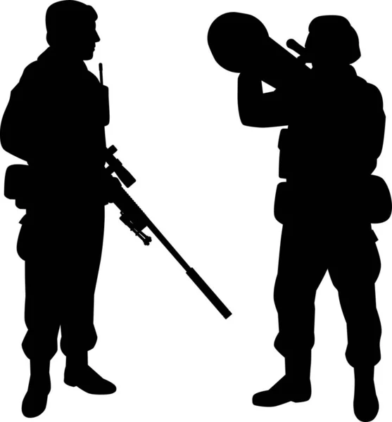 Silhouette Illustration Modern Soldier — Vector de stock