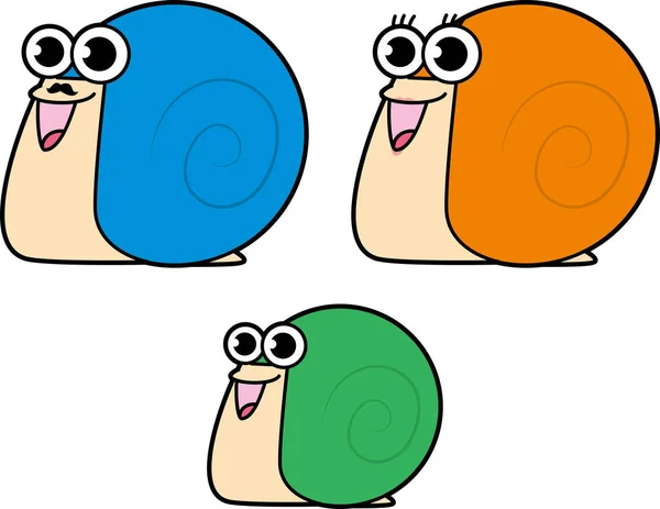 Illustration Family Three Snails — Vetor de Stock