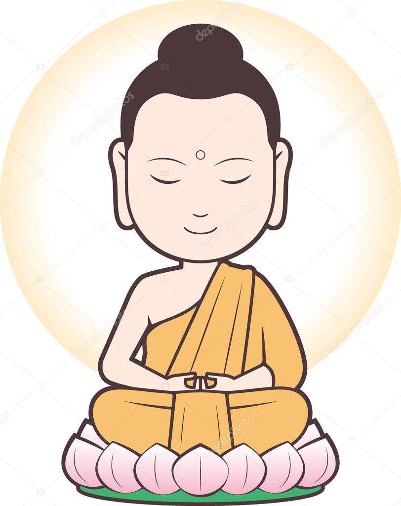 Illustration of Buddha meditating in lotus position