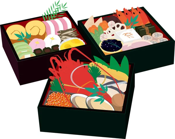 Color Illustration New Year Dishes — 图库矢量图片