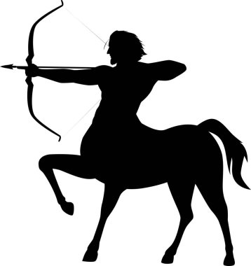 Silhouette illustration of a centaur holding a bow