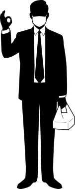 Erkek ofis çalışanı yemek çıkarıyor.