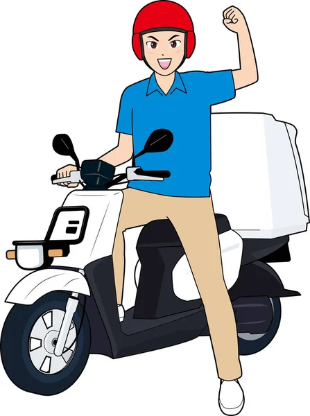 Male Courier Scooter — Image vectorielle