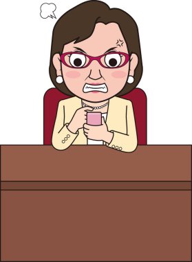 Illustration of a female businessman getting angry with a smartphone