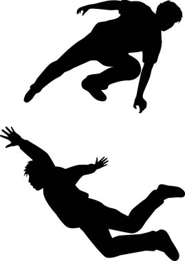 Silhouette illustration of a man doing parkour