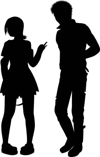 Punk Fashion Couple Silhouette Illustration — 图库矢量图片