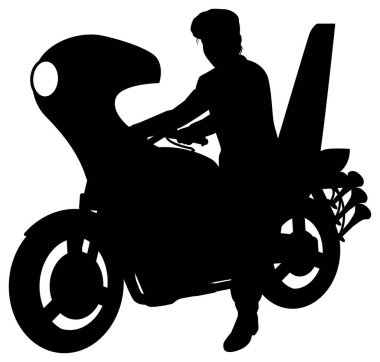 Japanese motorcycle gang silhouette illustration