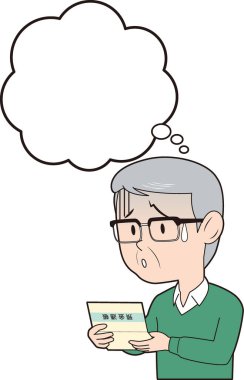 A senior man who turns pale looking at a bankbook