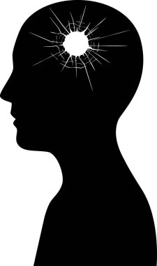 Silhouette illustration of a person shot through the head