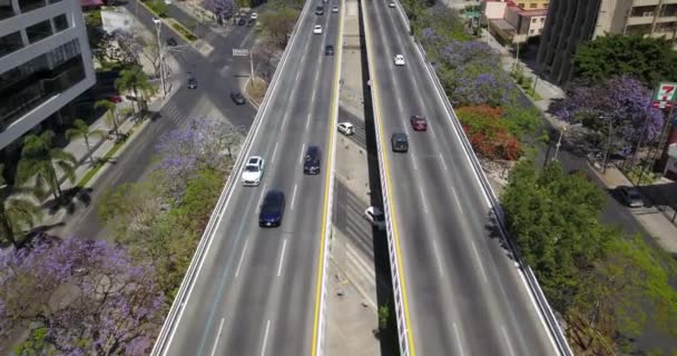 Aerial Footage Traffic Boulevard Lazaro Cardenas Guadalajara Mexico — Stockvideo