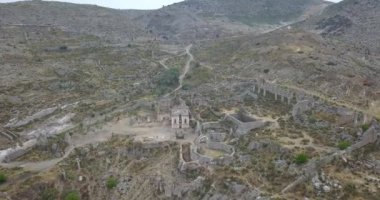 Traveling in over the ghost town in Real del Catorce in San Luis Potosi, Mexico