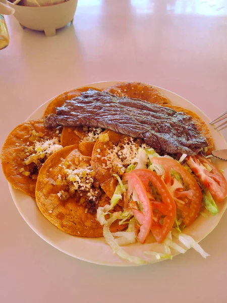 Vertical Image Dish Called Enchiladas Potosinas Dried Meat Mexico — Foto de Stock