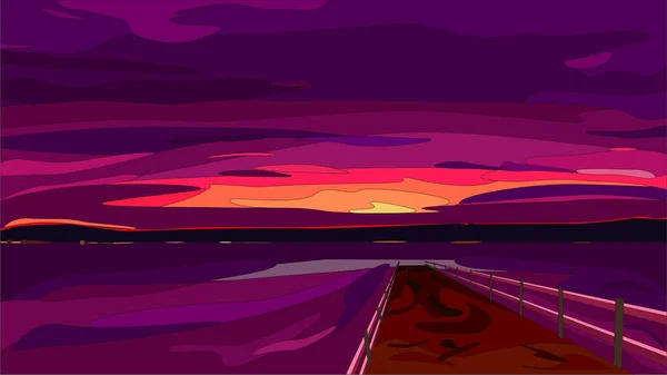 Paysage Abstrait Coucher Soleil Vecteur Aube Paysage Dans Des Tons — Image vectorielle