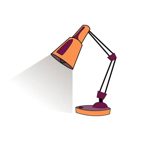 Vektorlampa Isolerad Vit Bakgrund Vektorbordslampa Platt Stil Illustration Orange Violetta — Stock vektor